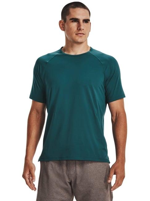 under armour olive green muscle fit self pattern sports t-shirt