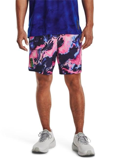 under armour pink fitted printed sports shorts