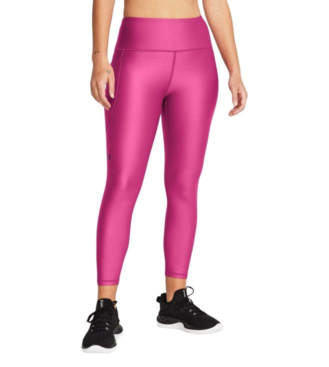 under armour pink heatgear no-slip waistband ankle leggings