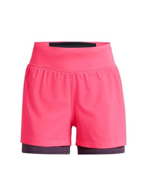 under armour pink mid rise sports shorts