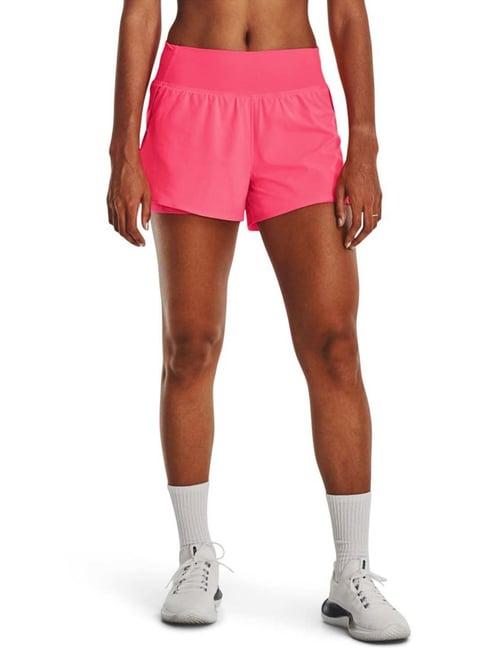under armour pink mid rise sports shorts