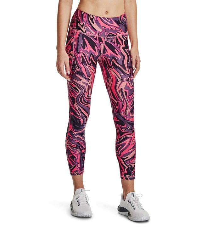 under armour pink printed heatgear super fit tights