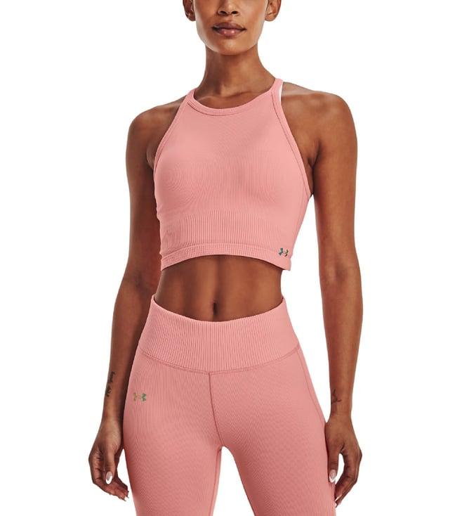 under armour pink rush seamless slim fit tank top