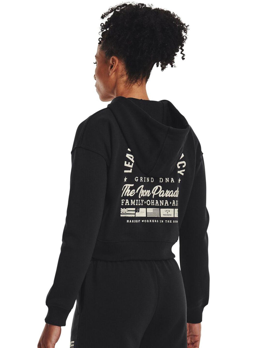 under armour project rock printed hooded crop front-open sweatshirt