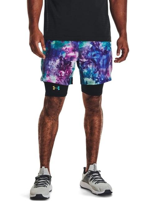 under armour purple fitted printed sports shorts