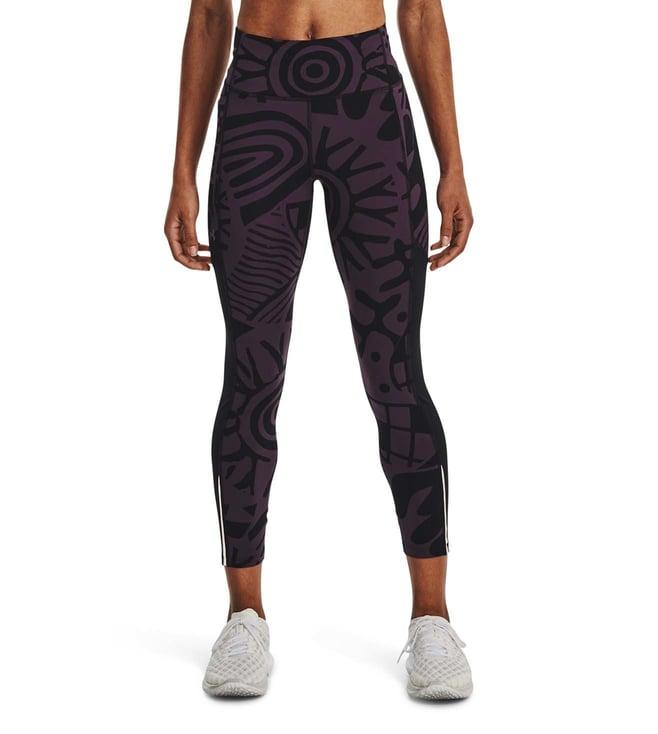 under armour purple printed fly fast 3.0 slim fit tights
