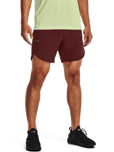 under armour red fitted self pattern sports shorts