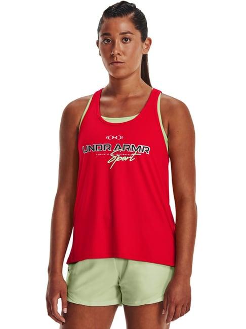 under armour red graphic print tank top