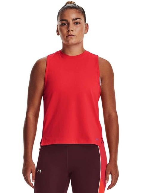 under armour red logo print sports tank top