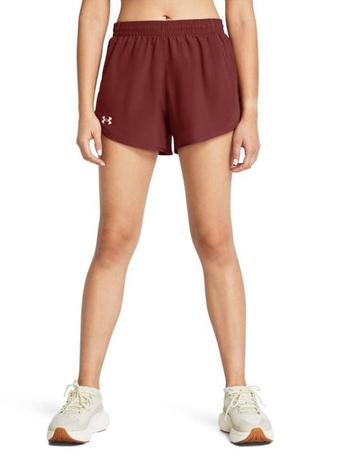 under armour red mid rise sports shorts