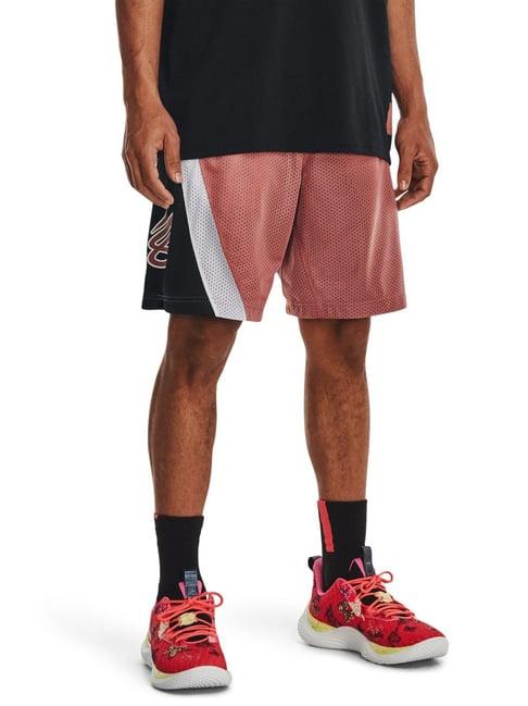 under armour red regular fit self pattern sports shorts