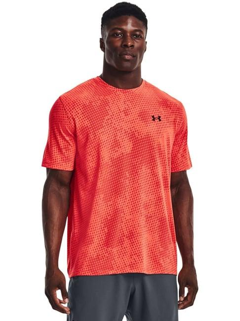 under armour red regular fit self pattern sports t-shirt