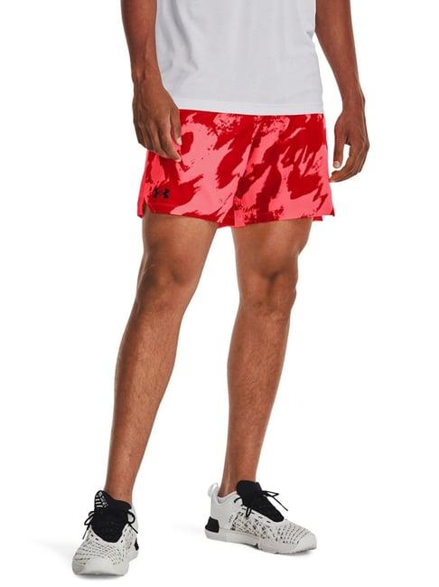 under armour red slim fit printed sports shorts