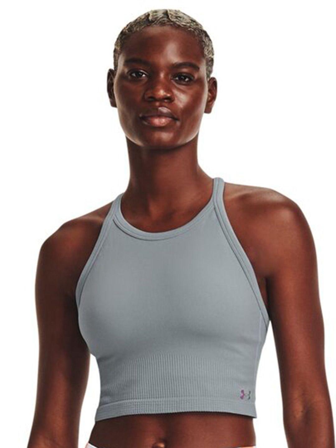 under armour rush seamless slim-fit sleeveless crop tank t-shirt