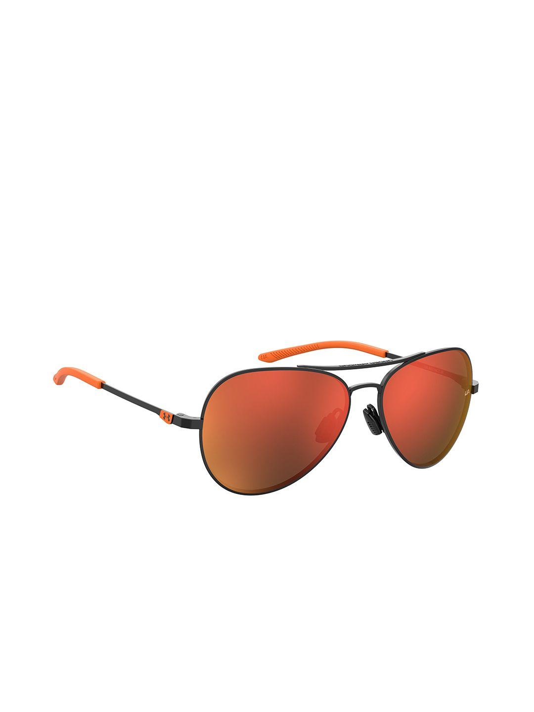 under armour unisex orange lens & black full rim aviator sunglasses