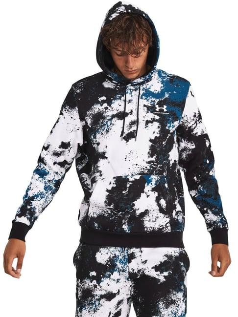 under armour white cotton loose fit printed hooded sweatshirt