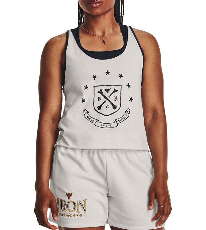 under armour white printed loose fit tank top