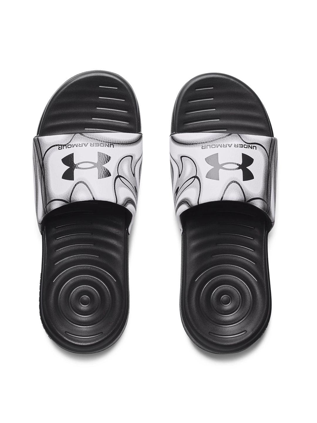 under armour women abstract printed sliders with brand logo detail