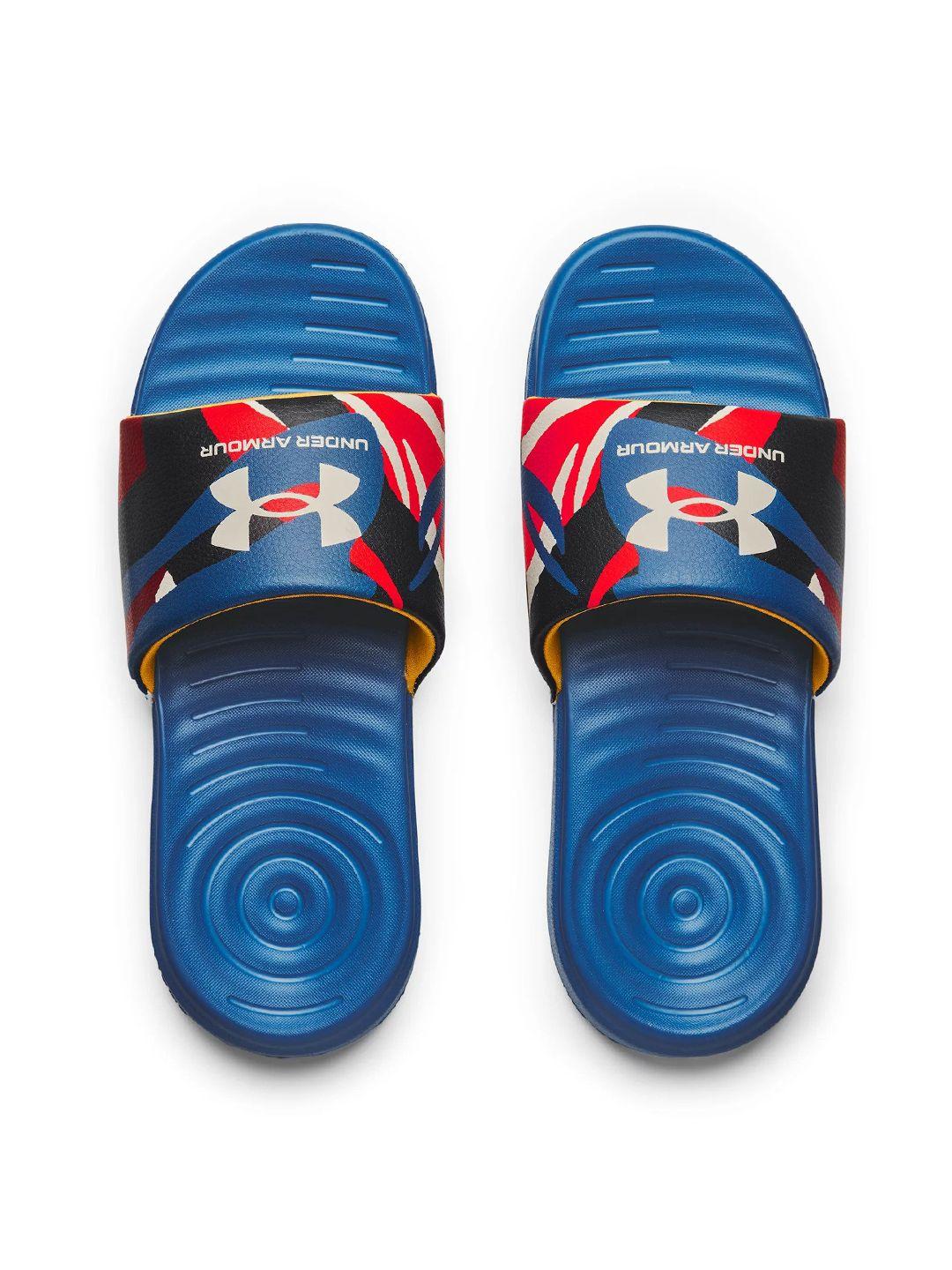 under armour women blue ansa printed sliders