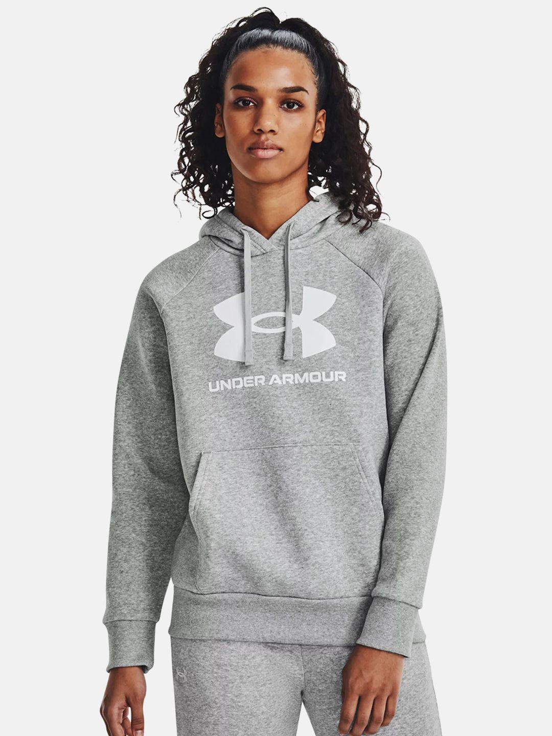 under armour women rival fleece big logo printed hooded sweatshirt