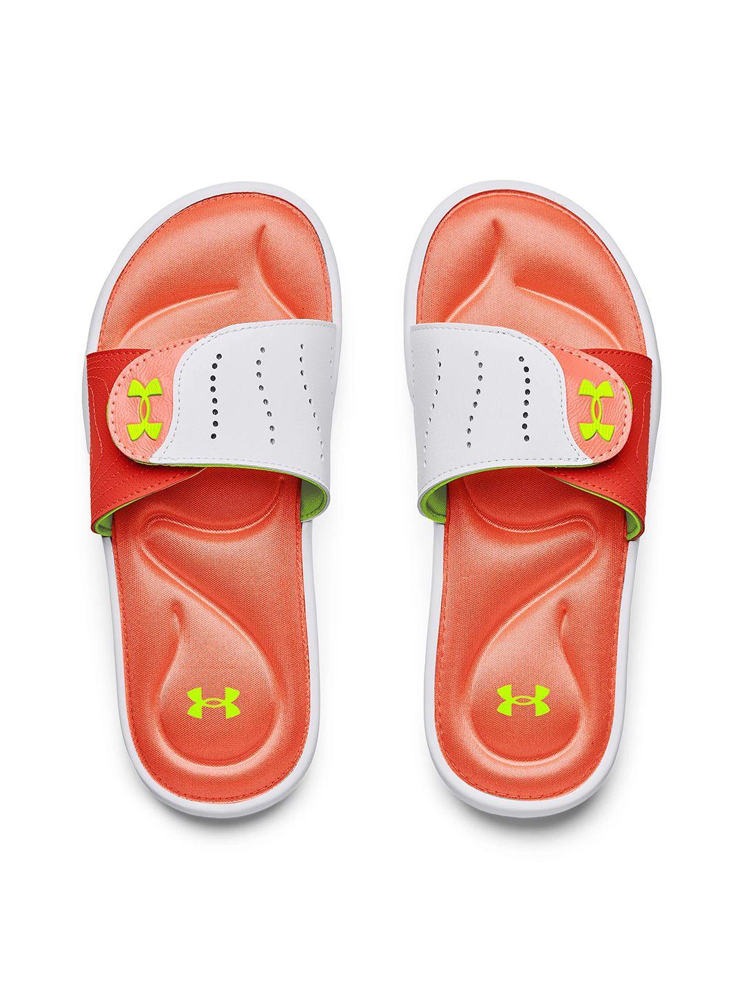 under armour women white & coral ignite sliders