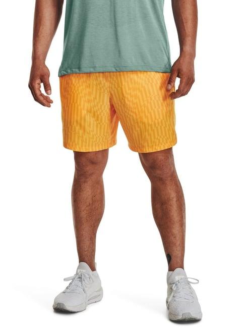 under armour yellow fitted self pattern sports shorts