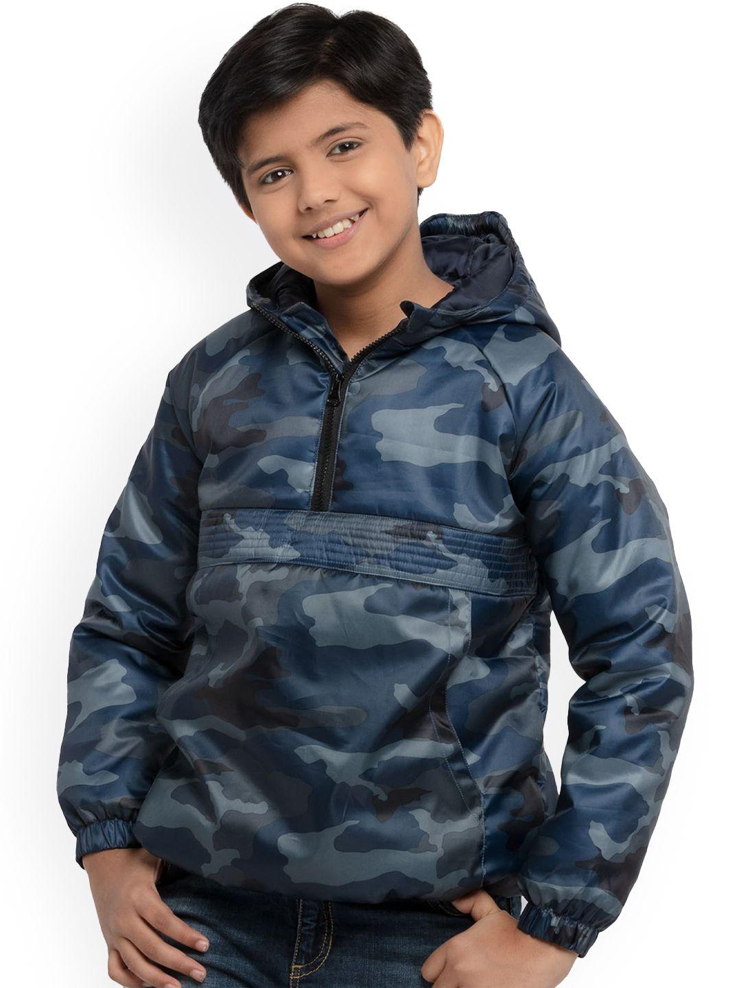 under fourteen only boys blue camouflage bomber jacket