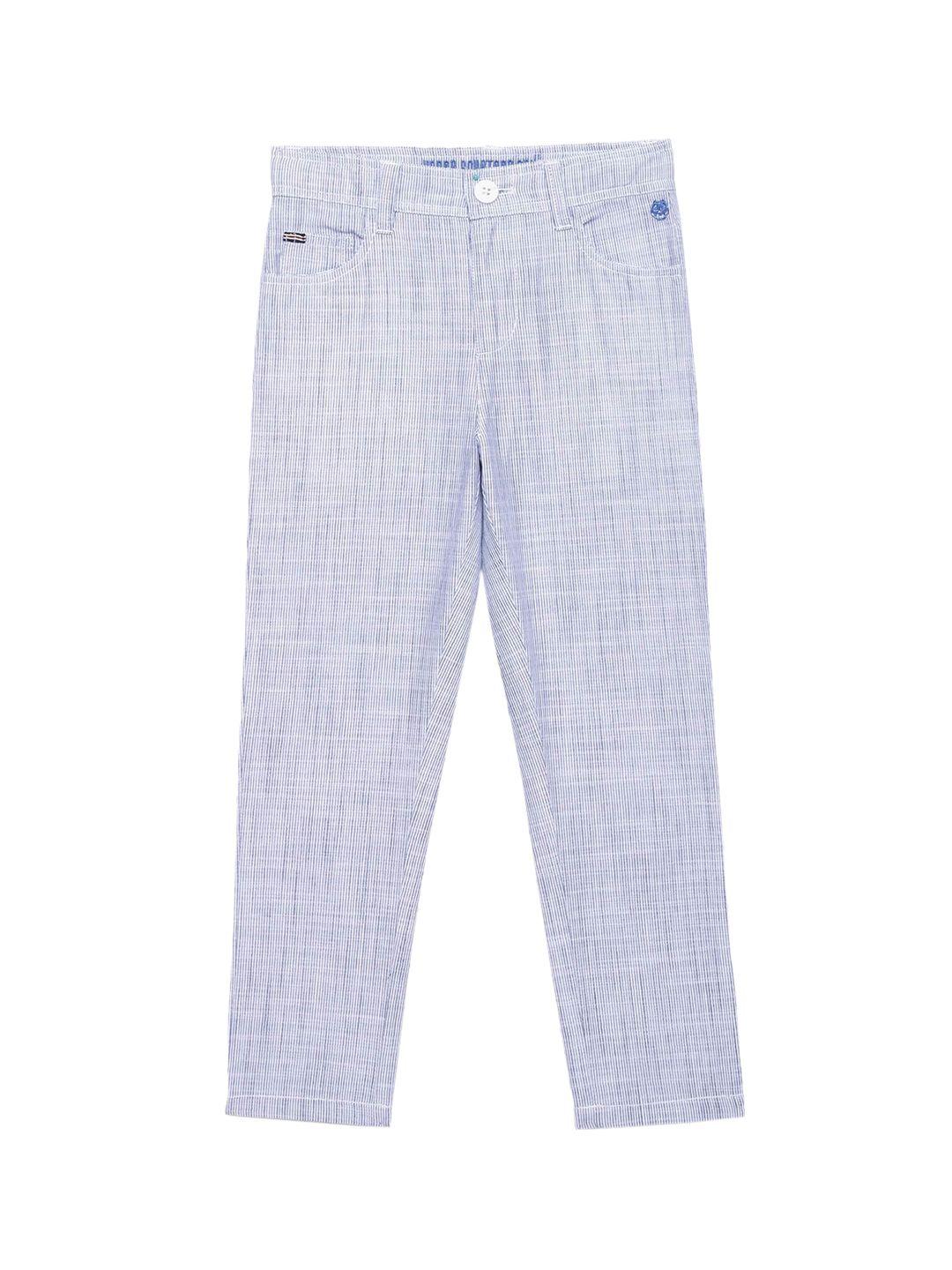 under fourteen only boys blue textured trousers