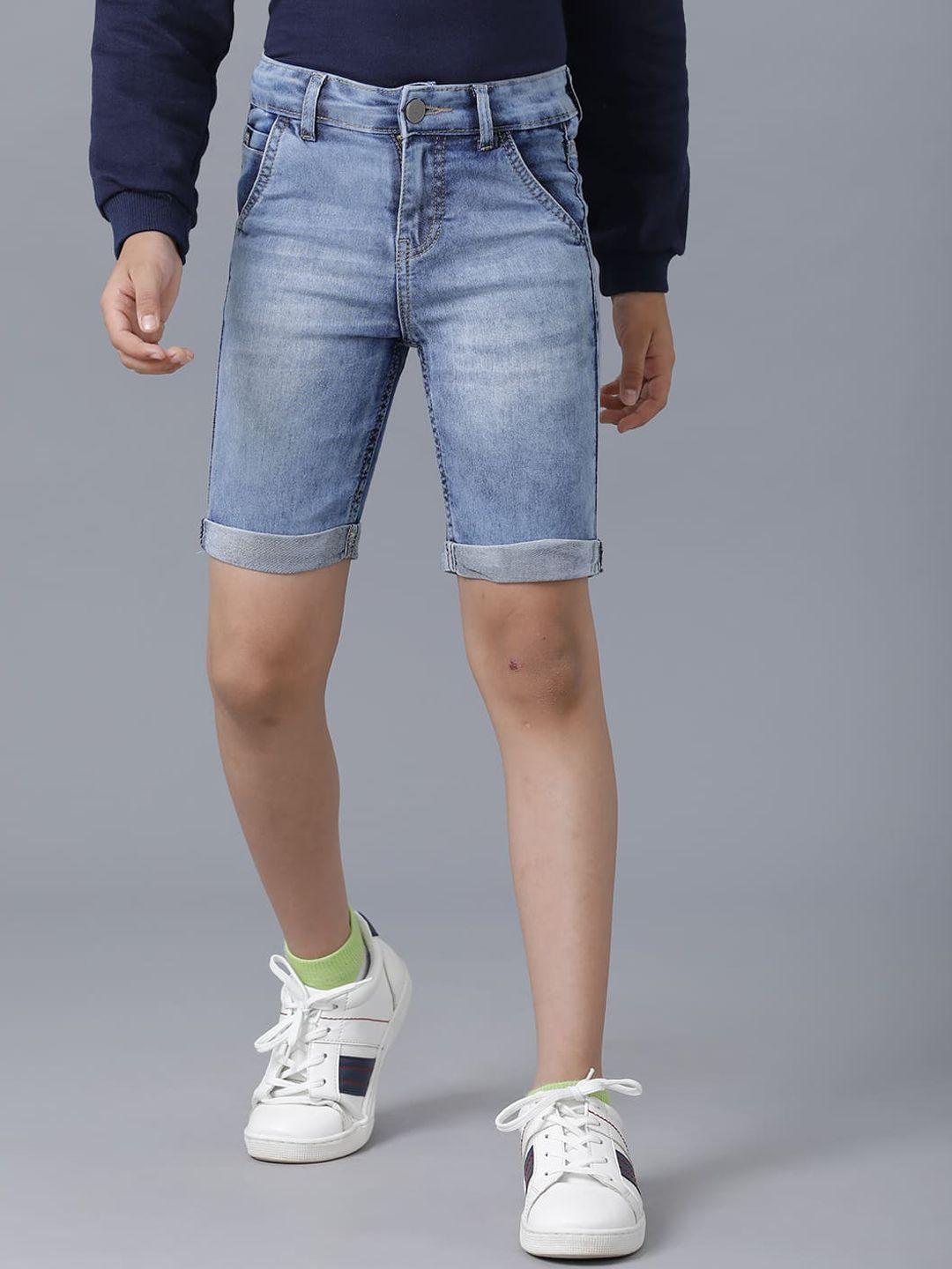 under fourteen only boys blue washed slim fit denim shorts