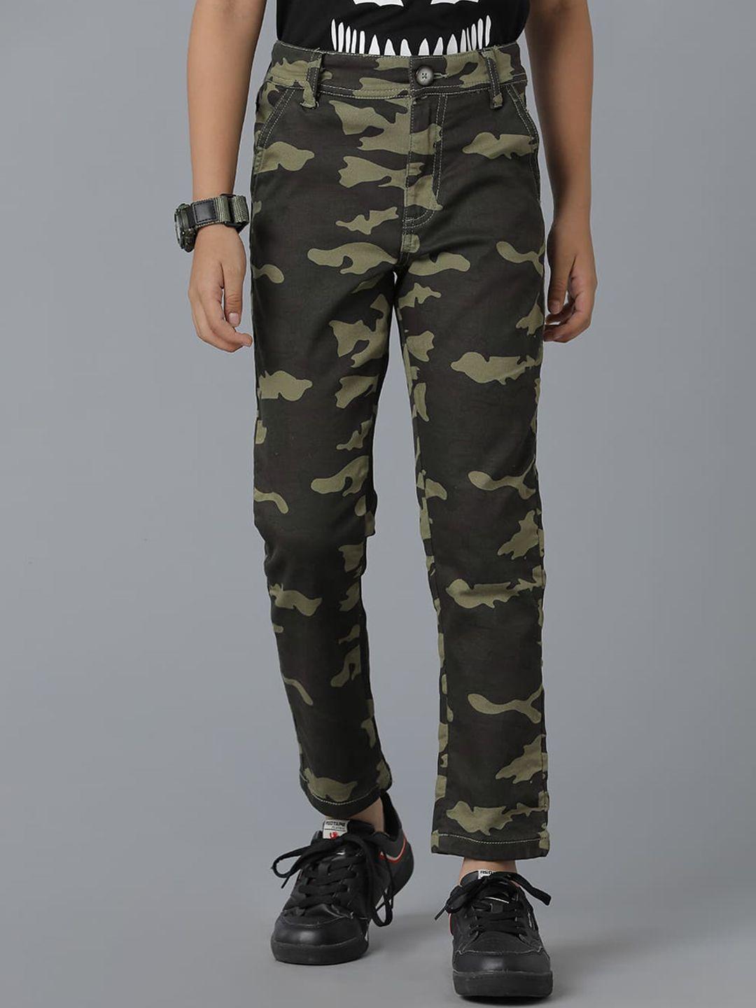 under fourteen only boys camouflage printed cotton trousers