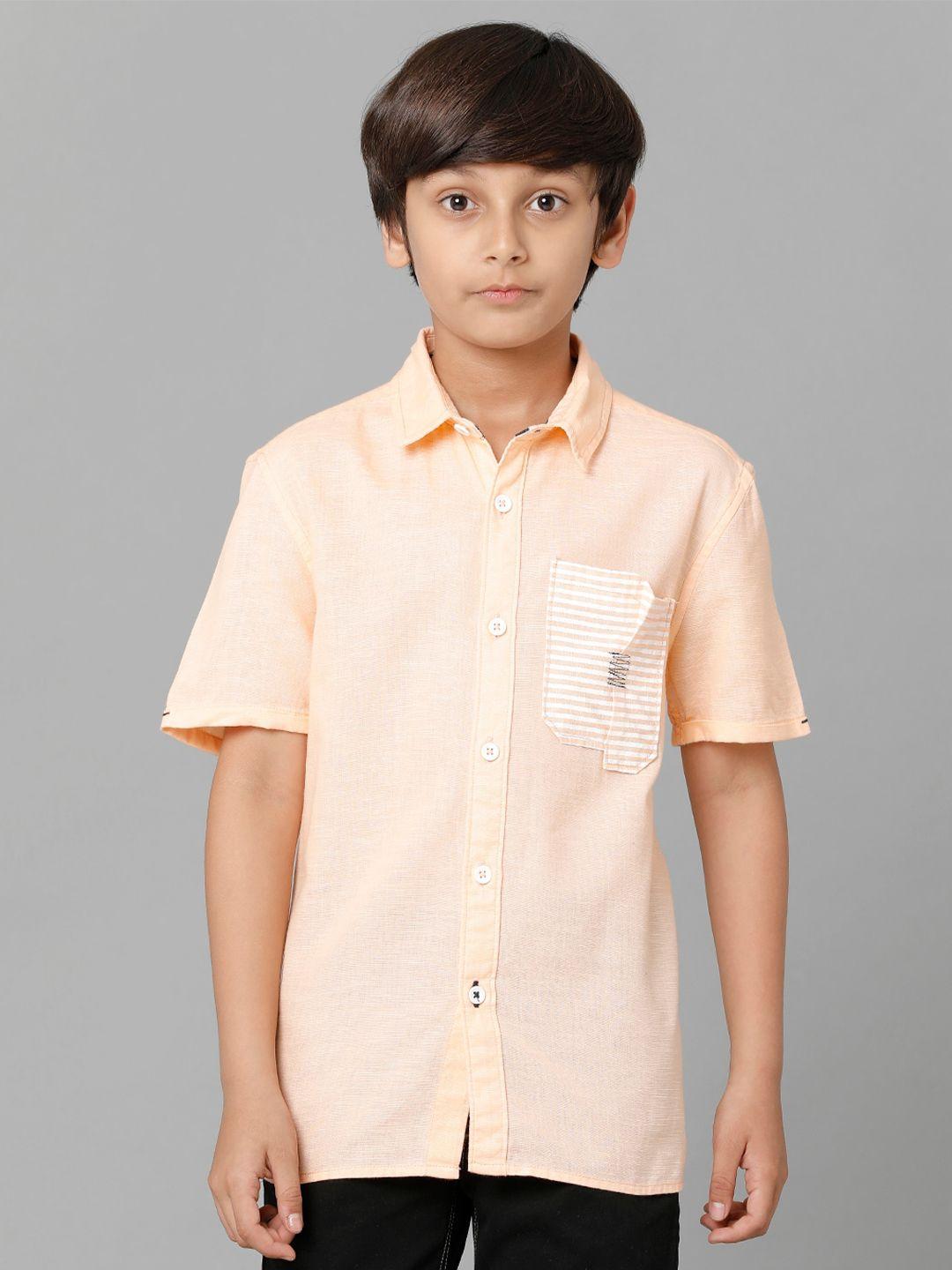 under fourteen only boys casual spread collar cotton shirt