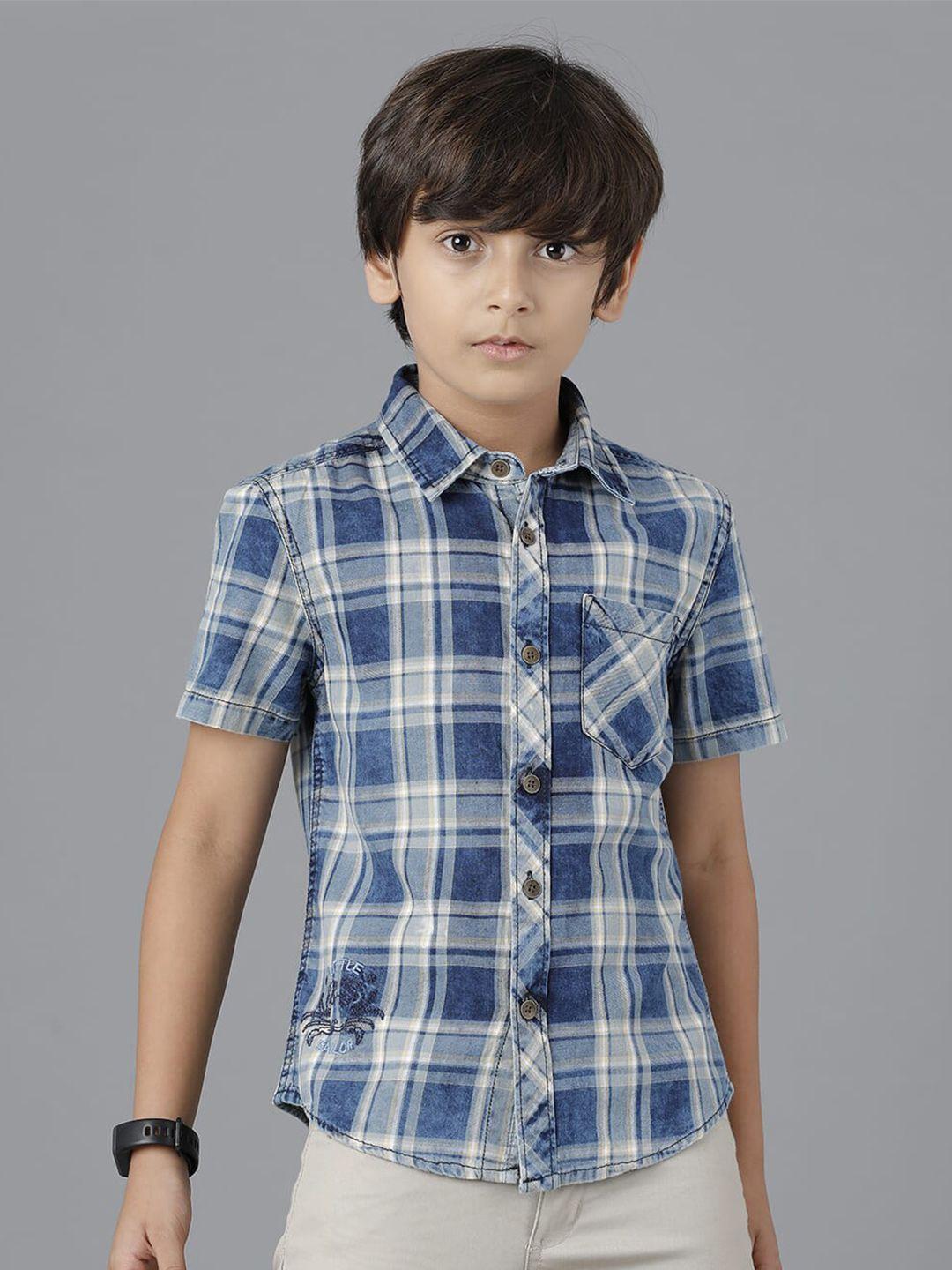 under fourteen only boys checked casual shirt