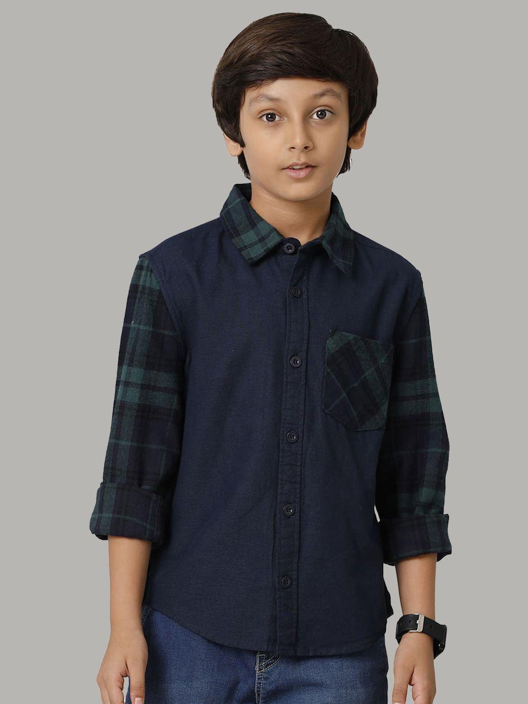 under fourteen only boys checked cotton shirt