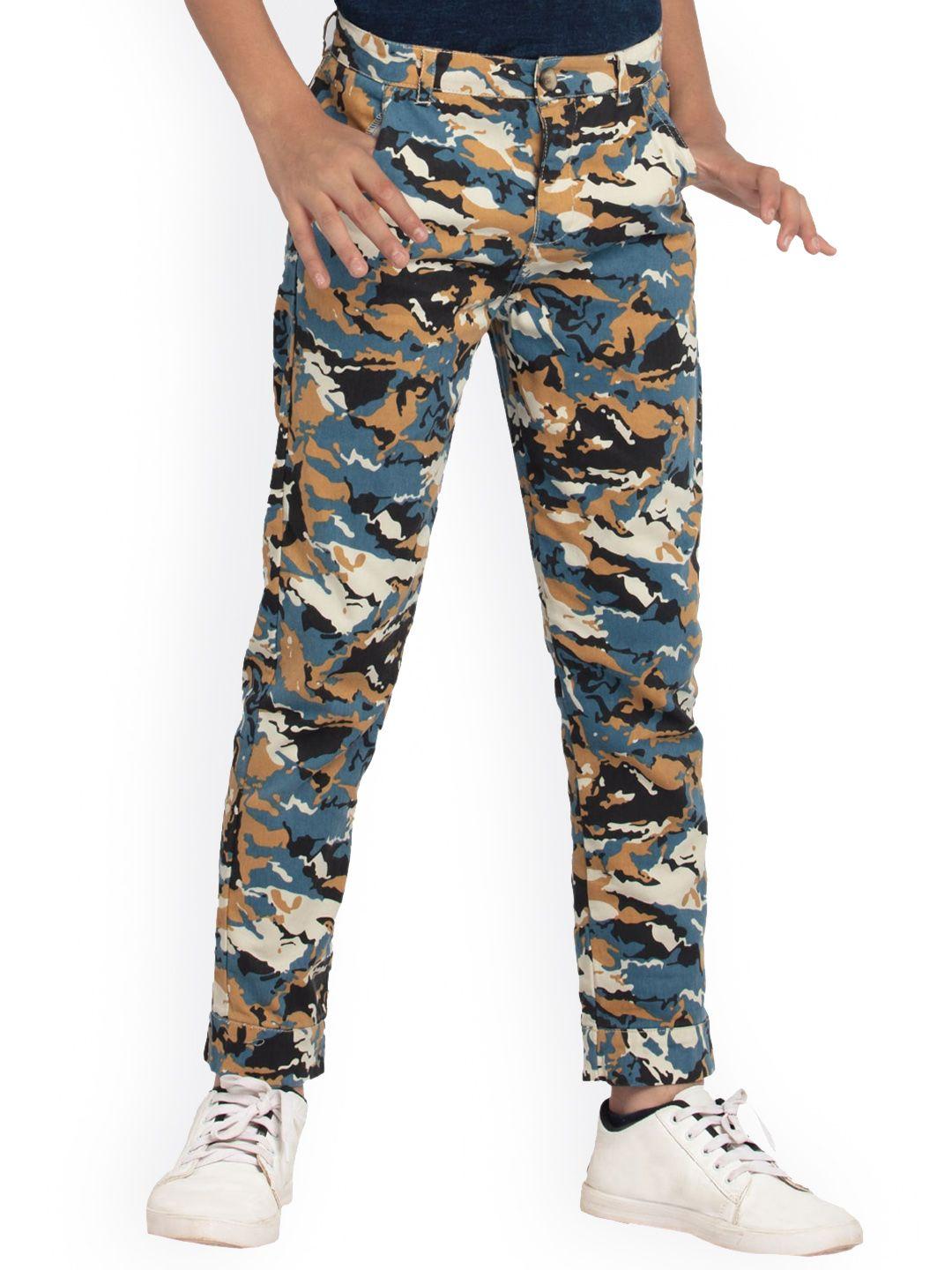 under fourteen only boys cream camouflage printed trousers