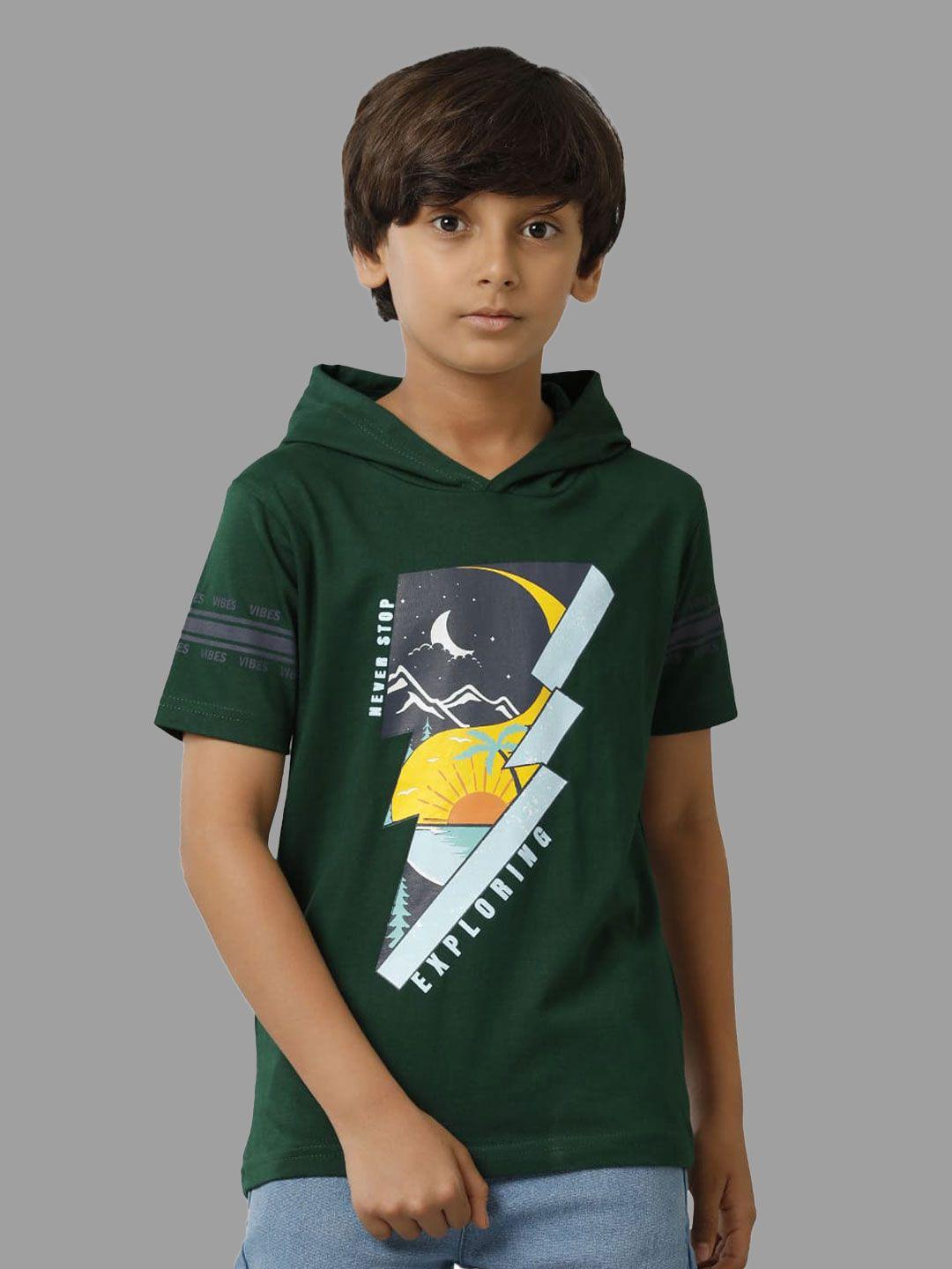 under fourteen only boys graphic printed hooded cotton t-shirt
