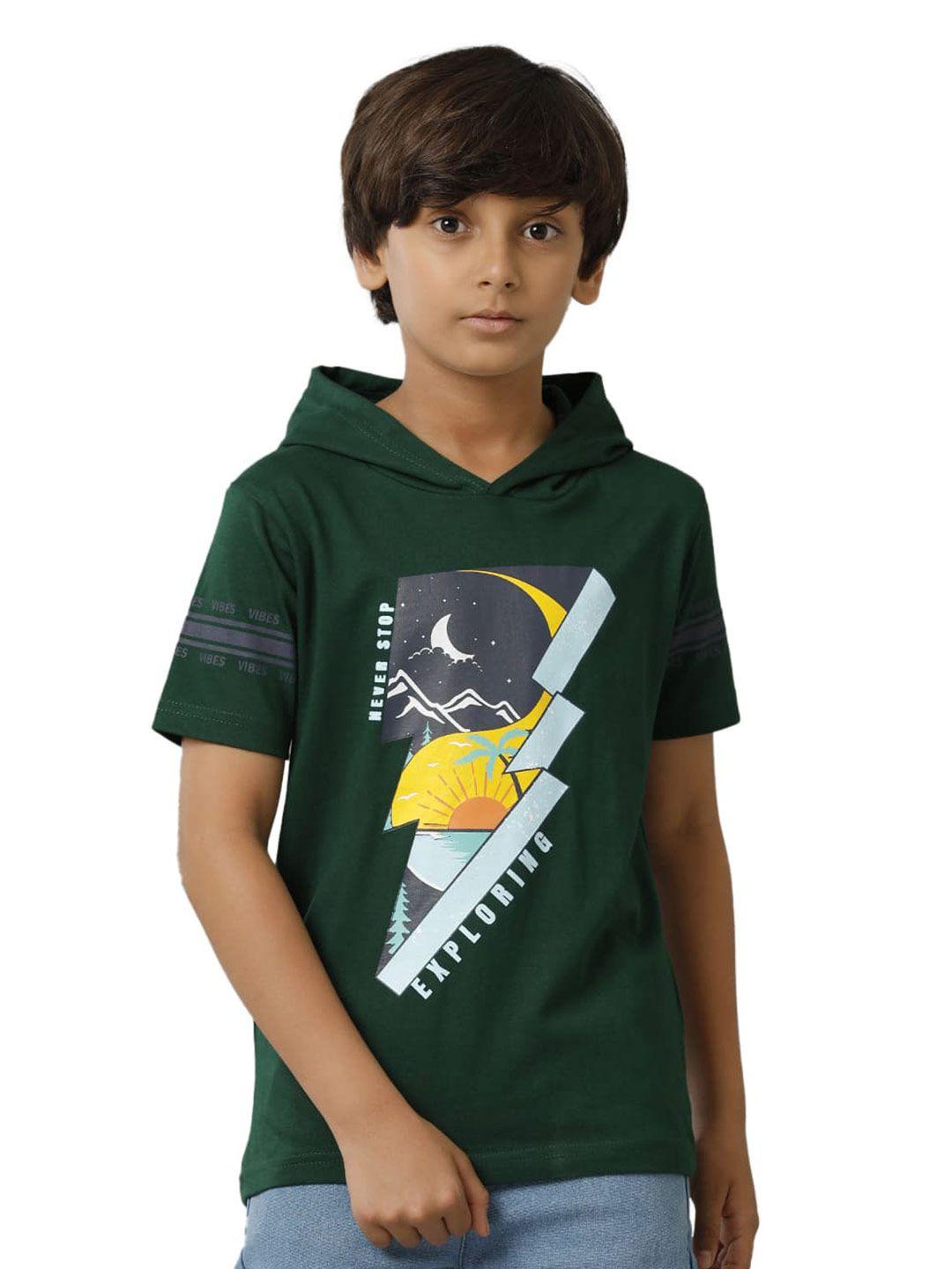 under fourteen only boys graphic printed hooded cotton t-shirt