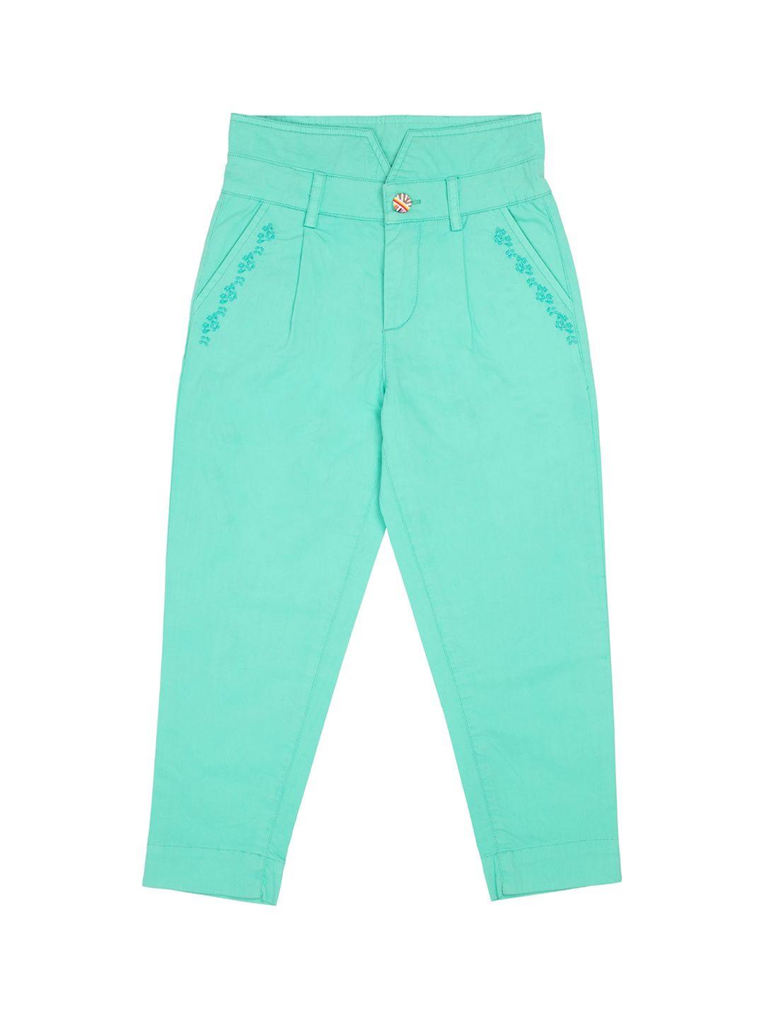under fourteen only boys green pleated trousers