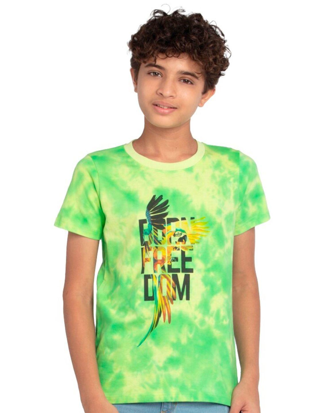 under fourteen only boys green printed t-shirt