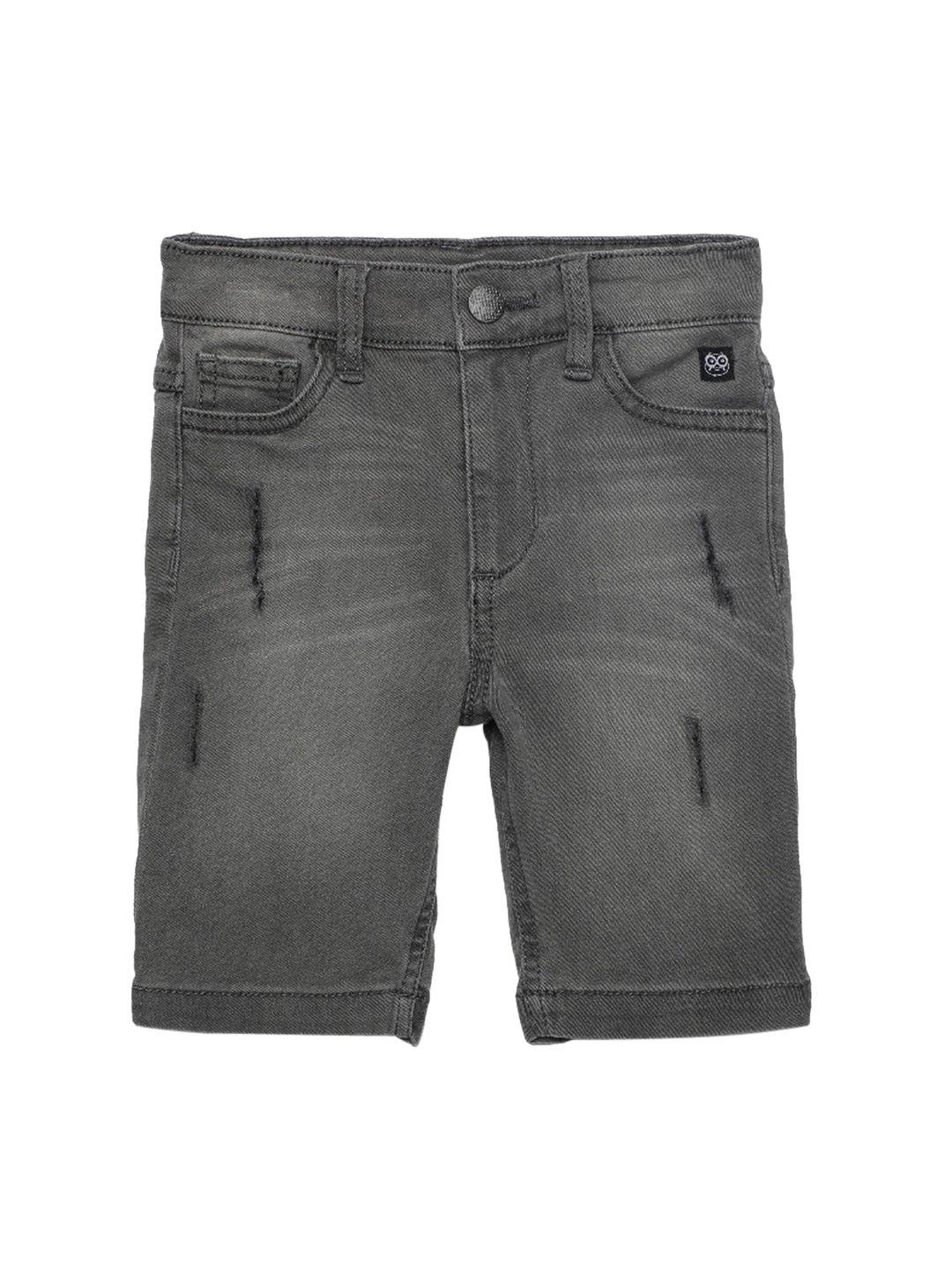 under fourteen only boys grey cotton slim fit denim shorts