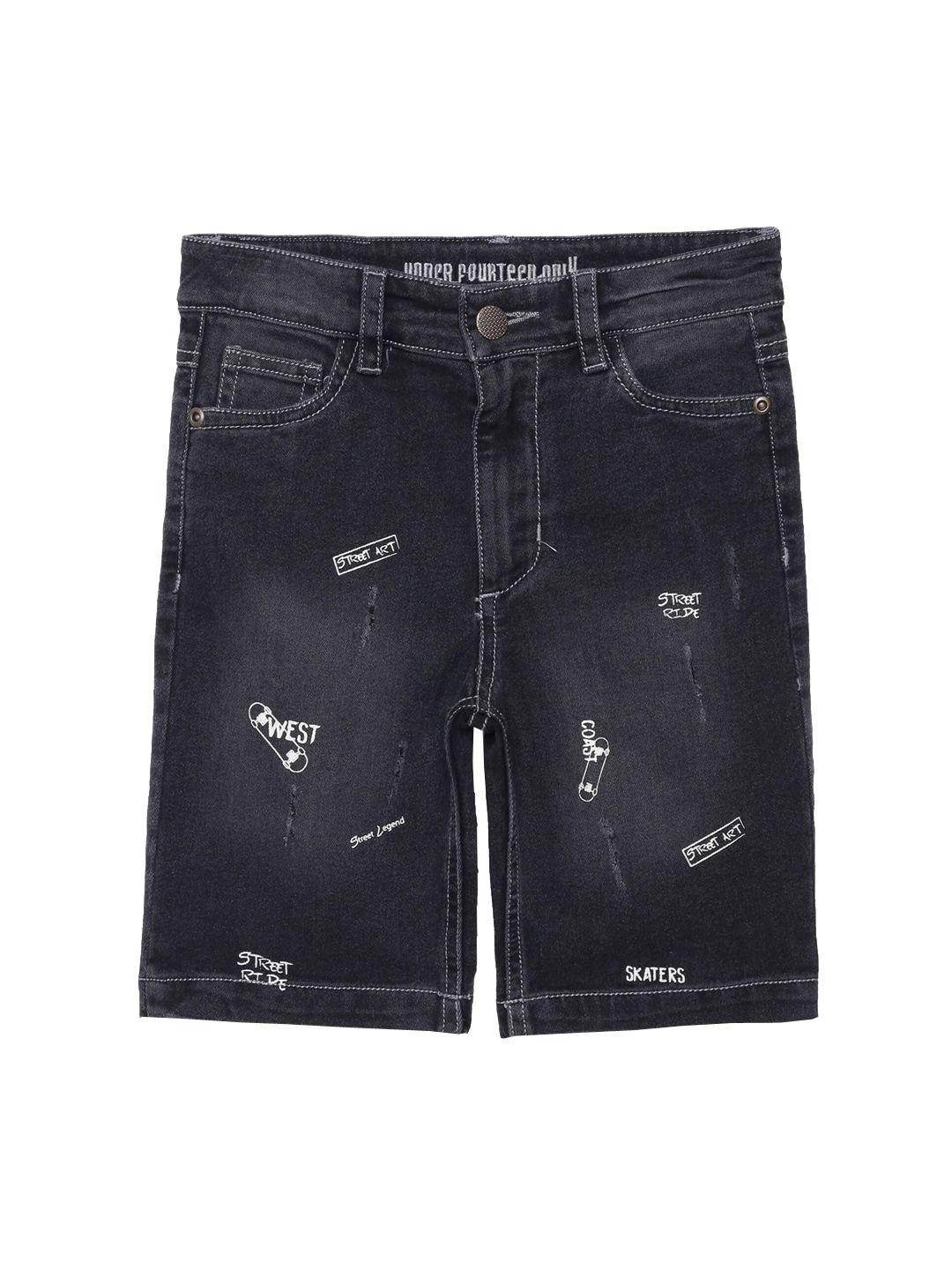 under fourteen only boys grey washed distressed denim shorts