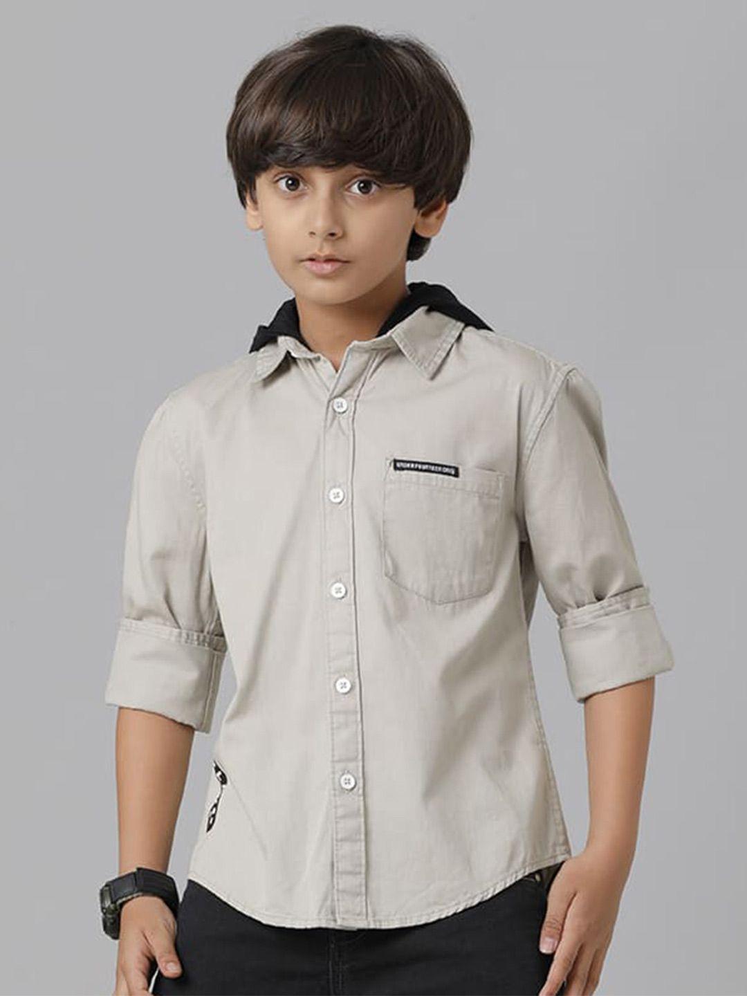 under fourteen only boys hooded cotton casual shirt