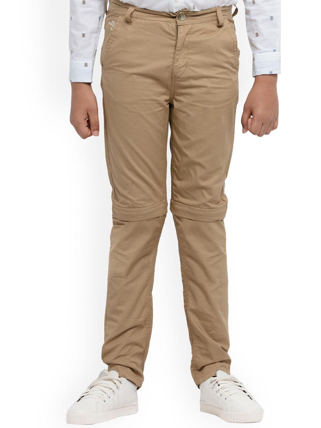 under fourteen only boys khaki slim fit cotton chinos trousers