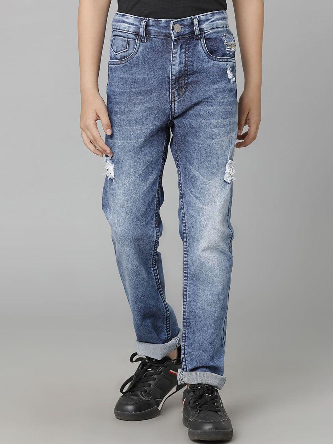 under fourteen only boys mildly distressed heavy fade cotton mid-rise jeans