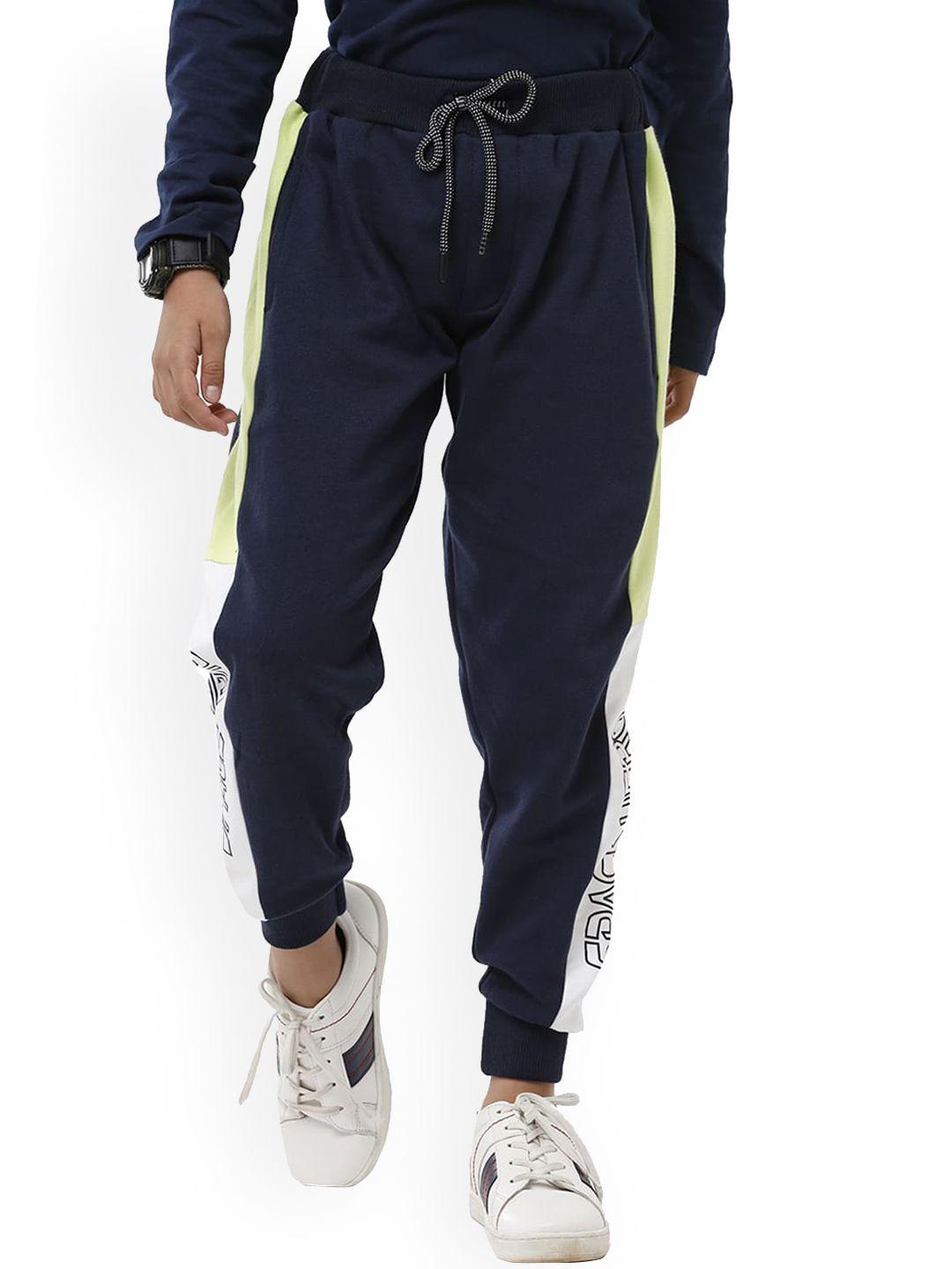 under fourteen only boys navy blue slim fit joggers trousers