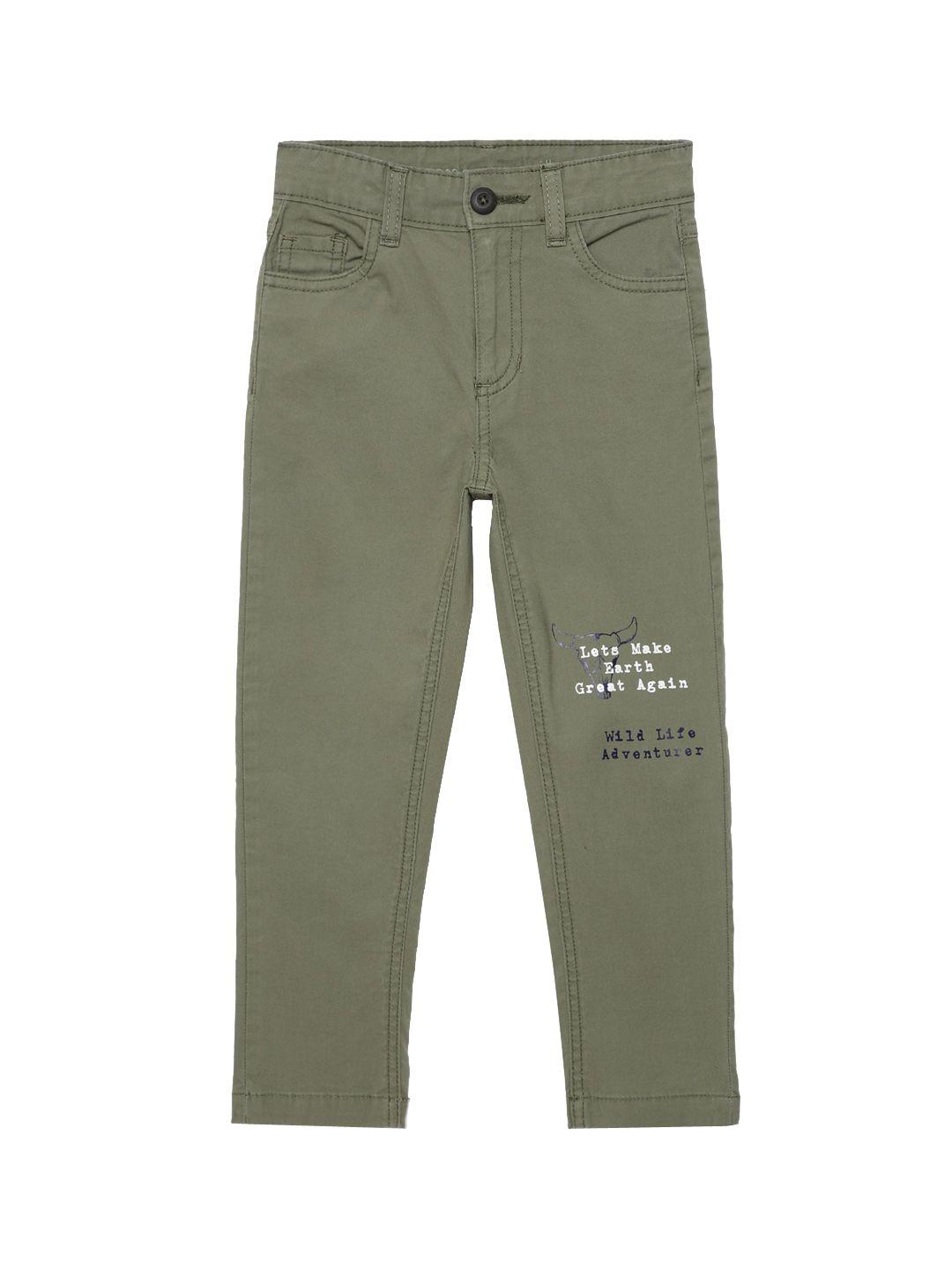 under fourteen only boys olive green slim fit trousers