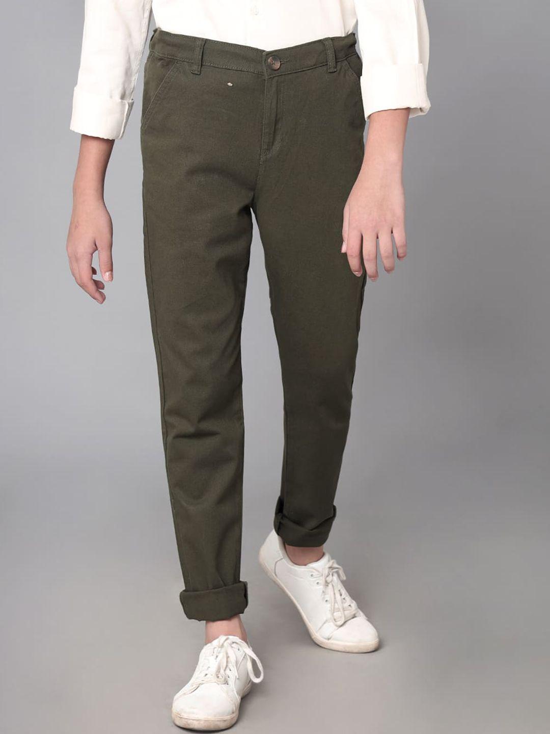 under fourteen only boys olive slim fit cotton trousers