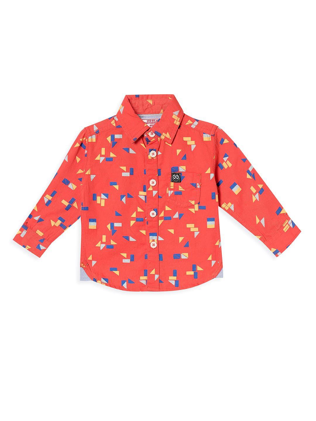 under fourteen only boys orange printed casual shirt