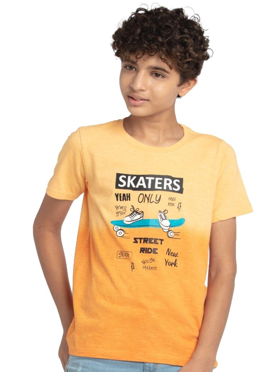 under fourteen only boys orange printed t-shirt