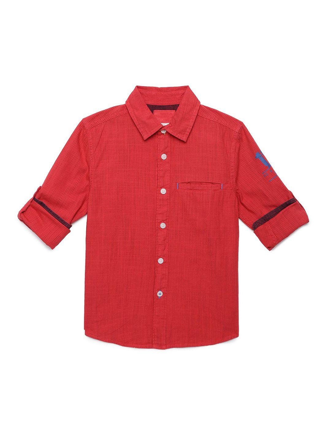 under fourteen only boys red solid casual shirt