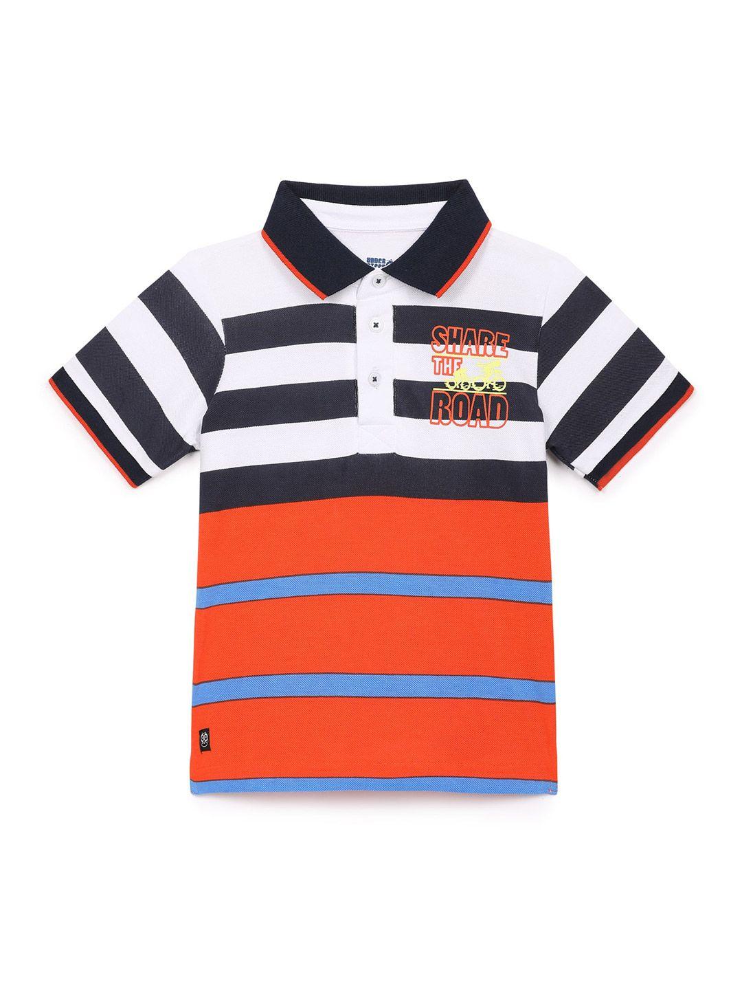 under fourteen only boys red striped polo collar cotton t-shirt